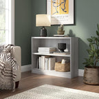 Bush Furniture Universal Small 2 Shelf Bookcase in Platinum Gray, Low Storage and Display Bookshelf for Home Office or Living Room Organization