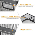 6 Pack Metal Mesh Basket with Hollow Handles Black Wire Storage Bin for Organizing Stackable Metal Fine Mesh Basket for Pantry Bathroom Kitchen Cabinets Shelves