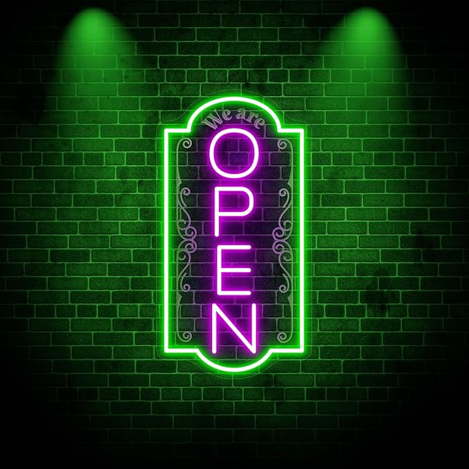 Vertical open sign Vertical Open Led Sign Neon Sign business window light vertical open signs for business (Mix color 4-24x12")