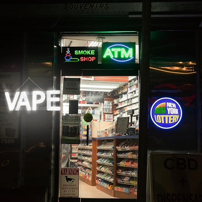 LED VAPE Sign for Business,32x10 inch Vape Smoke Sign Led for Window Wall Door w/Remote Control VapeSmoke Smoking Shop Store