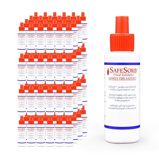 DiSorb Spill Absorbent Powder - Clean Up Bodily Fluids, Blood, Vomit, Urine, Diarrhea - Fluid Solidifier for Daycares, Buses, Schools, Hospitals, Restaurants - 96 Bottles Per Case (3000cc)