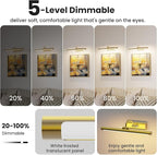 16" Gallery Picture Light with 1pcs Extra 6000mAh Battery- Brass Cordless Rechargeable Wall Sconce with Remote for Library, Study Room, Art & Renter Use