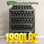60.1" H Garage Storage Shelves 1990LBS Storage Shelves, 5 Tier Adjustable Metal Shelving, Garage Shelving for Storage, Basement, Warehouse, Pantry, Kitchen, 27.5" W x 11.9" D x 60.1" H, Black