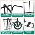 YITAHOME Jumbo Folding Shopping Cart with Wheels, Double Basket Grocery Cart, Collapsible Utility Cart for Laundry, Storage & Organizing (Portable & Space-Saving)