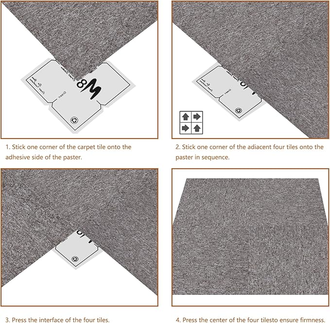 16-Pack 20"x20" Carpet Tiles, Non-Adhesive Soft Padded Floor Squares with Seamless Look for Home, Office, Indoor & Outdoor Use (43 Sq Ft) (J7)