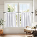 PONY DANCE Short Curtains for Bathroom - Solid 50% Light Block Drapes for Bedroom, RV Curtains for Camper Windows,Cafe Window Decor, W 29 x L 24, Pure White, 1 Pair