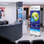 33x81 Custom Retractable Banner Stand Signs READY IN 1 DAY Pull up Roll up Portable & Personalized Display with travel case for Business and Trade Shows Advertising and Promotion