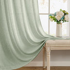 MIULEE Non-See-Through Privacy Linen Curtains 2 Panels, Sage Green Light Filtering Window Curtains 90 Inches Long, Farmhouse Textured Back Tab Semi Sheer Drapes for Bedroom Living Room, Light Green