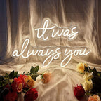 Large 36" Neon Sign 'it was always you' Neon Night with Dimmable Wall Decor for Bedroom Living Room Bar Party Club Wedding Girls Birthday Wall Light Decor Reusable Warm White