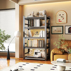 Garage Shelving Units, Heavy Duty 5-Tier Storage Shelves, Metal Adjustable Storage Rack, Steel Shelves, 2750 lbs Capacity, Industrial Shelving for Heavy Tools (Black, 24"Dx47"Wx77"H, 5-tier)
