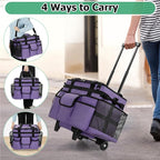 LoDrid Rolling Cleaning Caddy with Lid, Cleaning Supplies Organizer with Detachable Trolley, Cleaning Caddy Cart on Wheels with Handle and Shoulder Strap for Housekeepers, Purple, Bag Only
