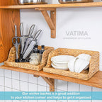 VATIMA Water Hyacinth Storage Baskets with Large Open-Front for Kitchen, Decorative for Living Room, 13.4” x 9.5” x 5.5”, 2 Pack