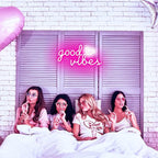 Good Vibes Neon Sign for Wall Decor Neon Lights Sign, 16"x8" Heart and Good Vibes LED Signs for Bedroom Wall, USB Operated Pink Goodvibes LED Neon Lights Signs for Game Room Christmas Decor