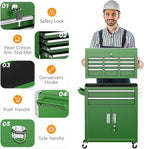 INTERGREAT 8-Drawers Rolling Tool Chest, Assembled Tool Chest with Wheels, Detachable Top Tool Box, Tool Cabinet for Repair Room,Warehouse, Rolling Tool Box with Hooks,Tray Divider,Liners(Green)