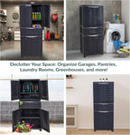 Sunnydaze Plastic Garage Storage Cabinet with 2 Adjustable Shelves - 57" H - Garage, Office, Home, Laundry Room - Charcoal