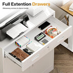 Metal Storage Cabinets with Drawer, 36" H Lockable Storage Cabinet with Doors and Adjustable Shelves, Small White Steel File Cabinet for Home, Office, Warehouse, School, Assembly Required