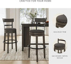 Signature Design by Ashley Caitbrook Casual Farmhouse Tall Upholstered Swivel Barstool, Nailhead Trim, Solid Wood, 30" H, Gray