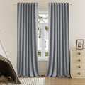 DUALIFE Grey Blackout Curtains 102 Inch Length 2 Panels Set for Living Room Bedroom Rod&Back Tab Thermal Insulated 100% Black Out Linen Drapes Room Darkening Window Curtains 72" x 102"