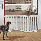 Freestanding Dog Gate Indoor,Doggie Gate Foldable Pet Gates for Doorways,Stairs or Hallways, Wooden Grey Pet Gate for The House, Pet Fence with Support Feet Included,24 "Height-3 Panels