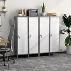 Aobabo Metal Locker, 54" H Metal Storage Locker for Employees, Lockable 1 Door with Towel Rack and 2 Side Pegboards with Hooks for Home School Office Gym, Assembly Required (Gray White)