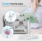 AboveTEK Anti-Theft iPad Kiosk Stand, POS iPad Security Stands, Aluminum Locking Tablet Stand with Heavy Duty Base, 360° Swivel & 75° Tilt, Retail Desk Mount for Business & Commercial Use (White)