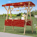Outdoor Vendor Cart, Portable Cart with Canopy, Movable Stall Display Stand, Foldable Vending Stand Kiosk Display Trolley with Canopy, for Market, Street Food, Events(Red 3,120cm/47.2in)