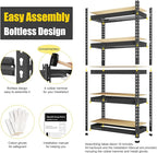 PrimeZone Storage Shelves 5 Tier Adjustable Garage Storage Shelving, Heavy Duty Metal Storage Utility Rack Shelf Unit for Warehouse Pantry Closet Kitchen, 28" x 12" x 59", Black