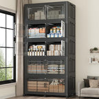 200GAL Extra Large Storage Bins with Lid, 800Qt Stackable Closet Organizers and Drawers, Collapsible Storage Bins with Wheels, Folding Containers for Home, Kitchen Office, 5Pack Black