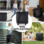 (Large) Fanwoli Reusable Grocery Bag On Wheels with Removable Liner | Wrinkle-Resistant Fabric | Enhanced Stability Wheels & Extended Handle | Foldable Shopping Trolley for Laundry, Carries Up to 130L