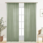 XTMYI Country Curtains for Living Room,Sheer Linen Curtains for Bedroom 90 Inches Long,70 Inches Wide Sage Green