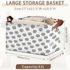 Wild Animal Storage Basket Large 17x11.5x10.5 Inche-Collapsible Fabric Organizer Bin with Handles for Nursery, Kids Room, Safari Theme-Decorative Hamper with Playful Lion Silhouette Design-Single Pack