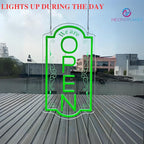 Vertical open sign Vertical Open Led Sign Neon Sign business window light vertical open signs for business (Green - 24x12")