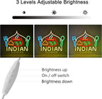 Indian Cuisine Neon Sign, Indian Food Neon Lights Hanging Wall Art Decoration for Indian Restaurant Fast Food Shop/Truck, Bar, Pub, USB Powered Ultra Bright Dimmable, 14.96×12.6 inches