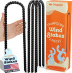 Happin® 12 Inch Heavy Duty Ground Anchors, Garden Stakes U Hook, Tent Stakes Heavy Duty, Chain Link Fence Anchors, Ground Anchors Screw in, Yard Stakes, Galvanized Steel, (4 Pack, Black)