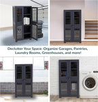 Sunnydaze Storage Cabinet with 4 Acrylic Glass Doors - Plastic Storage Cabinet - 48.75" H - Garage, Office, Home, Laundry Room