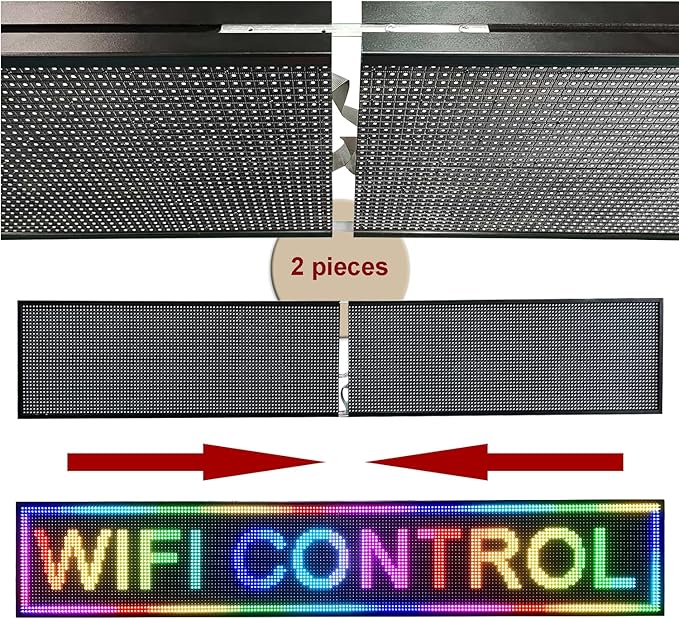 77"x14" P10 Outdoor Waterproof LED Digital Sign – Commercial Advertising Screen with Remote Content Management, HD Display for Zoos, Resorts, Gas Stations, Hotels, Events & Outdoor Promotions