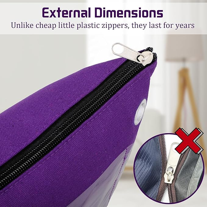 2 Pcs Interoffice Mailer Canvas Transit Sack Zipper Bag 18" x 14" Large Zipper Pouch with Grommet Interoffice Mail Bag (Purple)