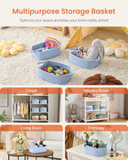 KALLAX Small Woven Basket, 12 x 8 x 4.5 Inches, Small Storage Baskets for Organizing, Gift Baskets Empty, Cute Rope Shelf Closet Storage Bins for Shelves, Dog Toy Basket, Light Blue