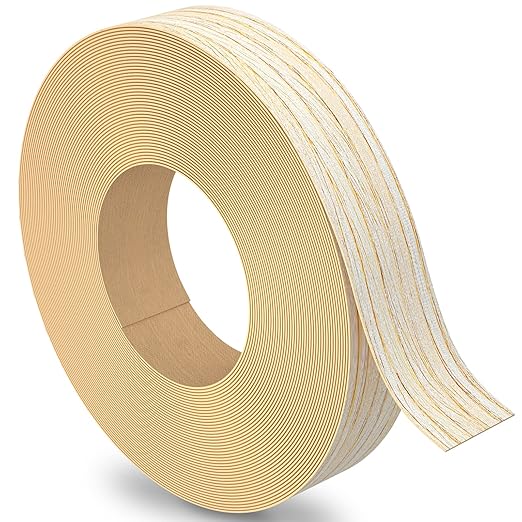 White Oak Edge Banding, 3/4 inch x 25ft roll of Real Wood Edge Banding Pre-glued Flexible, Veneer Tape Banding for Cabinet Repair Furniture Restoration