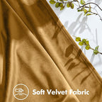 MIULEE Gold Velvet Blackout Curtains 96 inches Long, Pinch Pleated Drapes with Hooks, Thermal Insulated Pleat Design Luxury Panels for Living Room Bedroom, Set of 2