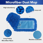 Matthew 36'' Microfiber Loop Dust Mop Washable Commercial&Residential Heavy Duty Mop Head Replacement Premium Absorbent Industrial Dust Mop Refill Pads for Hardwood, Office,Garage and Hotel -6Pack