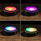 ZEERSHEE 3.3*1inch LED Light Base for Crystal 3D Glass Art Colorful Lighted Round Display Stand 6 Lighting Mode Color Change Battery/USB Power(Flat)