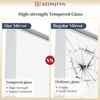 Keonjinn White Bathroom Mirrors for Over Sink, 30 x 36 Inch Metal Framed Bathroom Mirror for Wall, Rounded Rectangle Matte White Mirror with HD Tempered Glass, Hangs Horizontally or Vertically