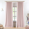 Vision Home Soft Pink Pinch Pleated Full Blackout Curtains Linen Blended Room Darkening Curtain Panels 63 inch for Living Room Bedroom Thermal Insulated Pinch Pleat Drapes with Hooks 40" Wx63 Lx2