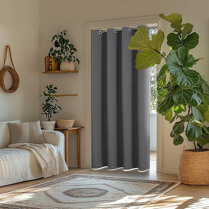 ChrisDowa Blackout Curtains 84 inches Long for Bedroom - Grommet Thermal Insulated Room Darkening Curtains for Living Room (1 Panel, Grey, 52 x 84 Inch)
