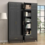 Kitchen Pantry Cabinet，90" Storage Cabinets with Doors and Shelves,Metal Pantry Cabinet with Drawers,White Kitchen Cupboard for Livingroom,Pantry, Bathroom