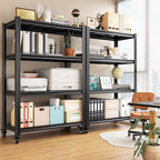 REIBII 4 Tier Storage Shelves with Wheels, 530LBS Adjustable Pantry Shelves,Metal Shelving Unit for Garage, Pantry, Kitchen, Living Room, Warehouse, Basement, 59.8" H x 31.5" W x 16.5" D, Black