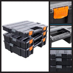 Tool Box Organizer - 3-in-1 Portable Parts Organizer with 52 Customizable Compartments to Store Hardware, Craft Supplies, or Beads by Stalwart (Gray)
