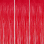 3 Pack Foil Fringe Backdrop - Pastel Red Shiny Tinsel Curtains for Party Decoration/Photo Booth Props - 3.3x8.2 FT Metallic Foil Backdrop for Birthday, Wedding, Graduation, Christmas.