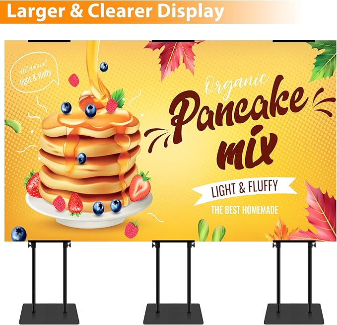 Poster Stand Heavy Duty - Adjustable Pedestal Sign Stand Double-Sided Poster Stands for Display Foam Banner, Poster Board Stand Floor Standing Sign Holder Height Up to 80 Inch, Black 1Pack